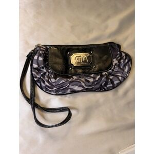 Gia Milani Zebra Print Evening Wristlet Y2K McBling Black & Grey Bag